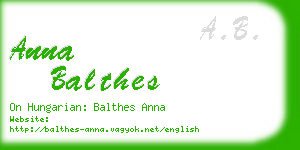 anna balthes business card